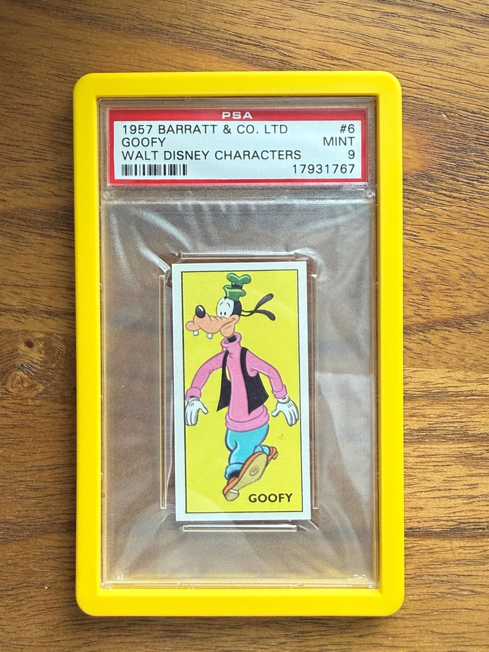 1957 Barratt & Co. Ltd Goofy Walt Disney Characters Trading Card PSA 9